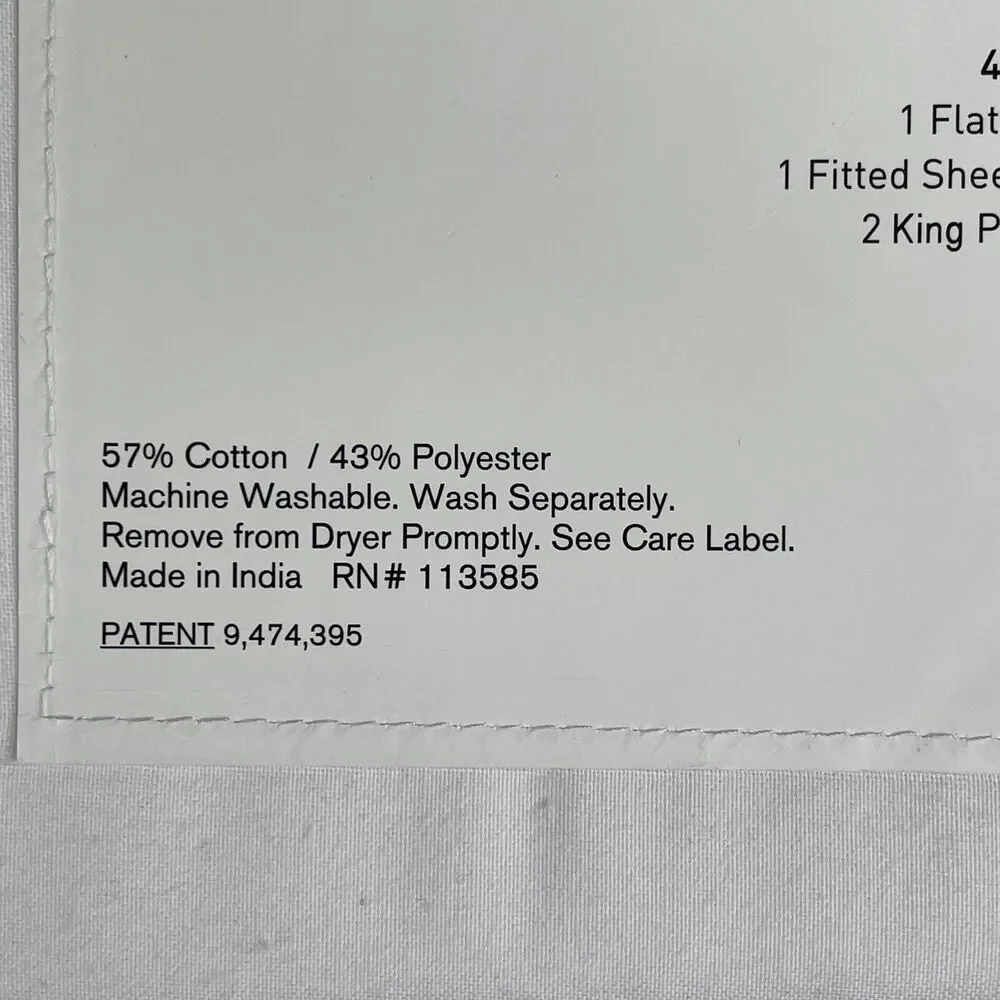 AQ Textiles Percale Solid 4-Pc. Sheet Set, King, White New In Original Package